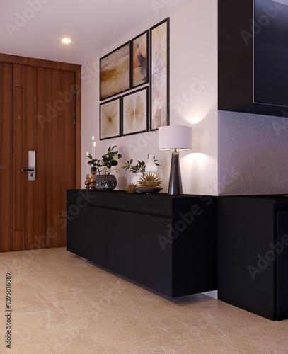 Foto Modern console table with photo wall design