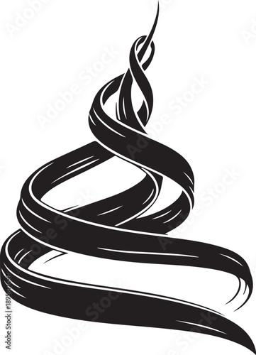 Black ribbon or streamer in a swirling motion design