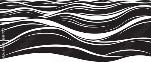 Black and white wavy lines abstract background illustration design