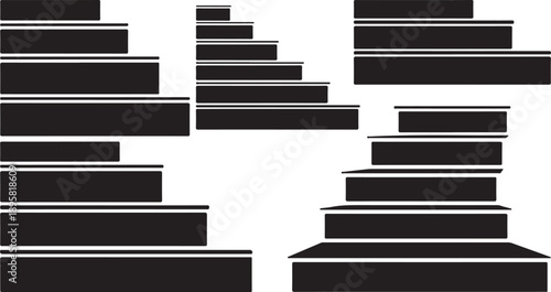 Black and white staircases in abstract geometric formation style