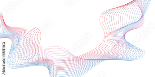 Abstract flowing, multi-colored wave pattern on a clean white background. Abstract wavy lines flowing, Colorful dynamic waves music party technology concept.