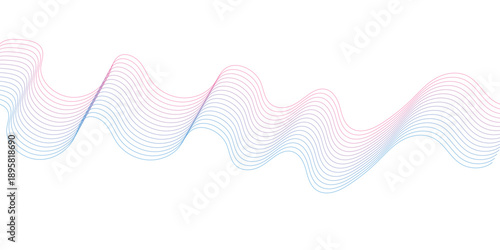 Abstract flowing, multi-colored wave pattern on a clean white background. Abstract wavy lines flowing, Colorful dynamic waves music party technology concept.