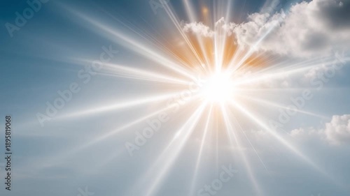 Radiant Sky Burst: Capturing the sun in all its glory, with beams of light spreading across the sky, highlighting its powerful energy.