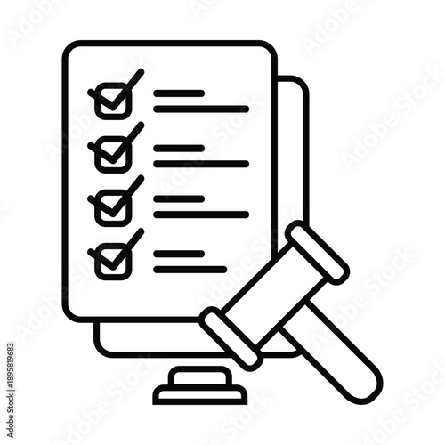 Checklist and Legal Hammer for Corporate Data Compliance and Security Management icon