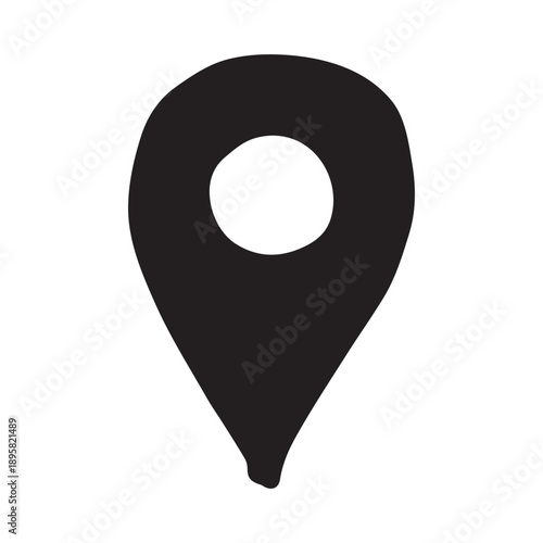 Hand drawn map pin Map marker pointer sign GPS and mapping tools Location pin symbol Pinpoint clipart in doodle style Single element for web, design