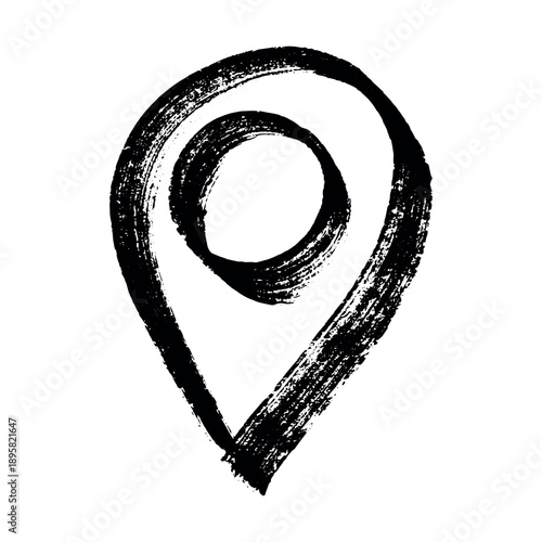 Hand drawn map pin Map marker pointer sign GPS and mapping tools Location pin symbol Pinpoint clipart in doodle style Single element for web, design