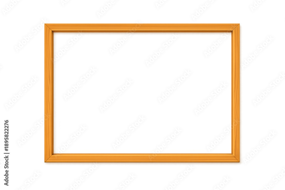 Obraz premium Wood photo frame mockup presenting a blank border with natural texture, transparent background