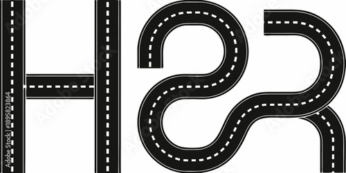 A stylized depiction of the numbers one two and three as roads