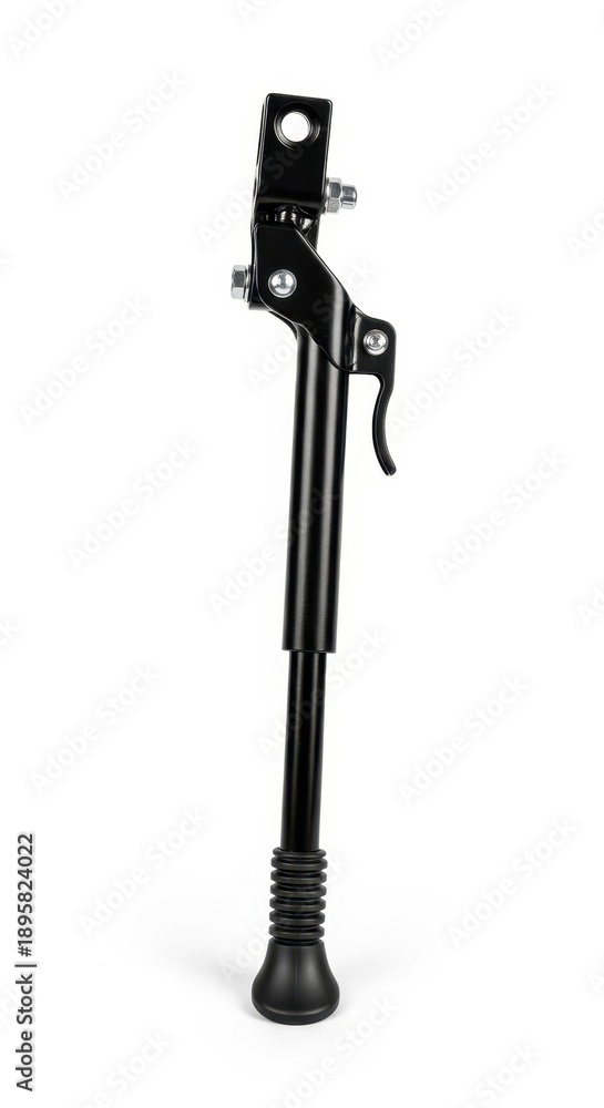 Fototapeta premium Black bicycle kickstand isolated on white background, studio shot.
