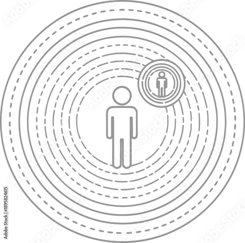 Targeted individual with concentric circles