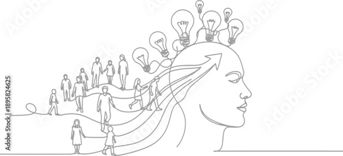 Creative mind with innovative ideas and people