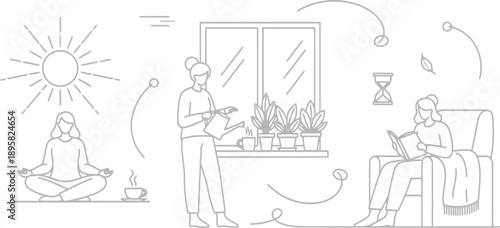 Woman practicing mindfulness and relaxation at home