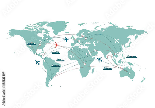Global Logistics and Transportation Network Across Continents