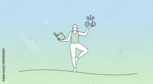 Woman balancing work and fitness routine.