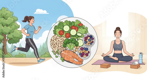 Healthy food and fitness lifestyle.