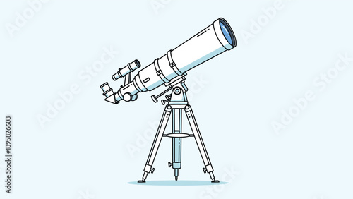 Scientific telescope mounted on a sturdy tripod for astronomical observations of stars and distant planets.
