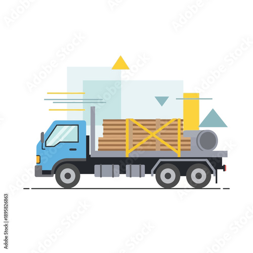 Delivery Truck Transporting Construction Materials Efficiently Across Distances