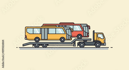 Delivery Truck Transporting Multiple Buses For Sale Or Service