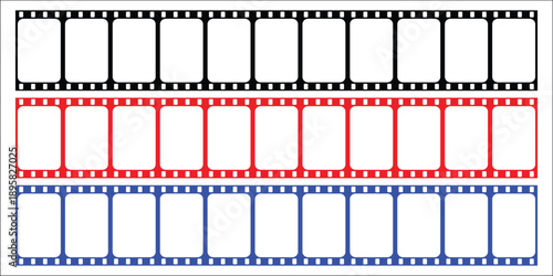 Film Strip Vector Illustration Isolated on Transparent Background, Cinematic Movie Reel Frame for Photography, Video Editing, Media and Film Production Design.