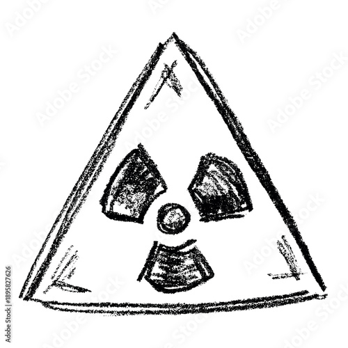 Hand drawn radiation sign Nuclear radiation hazard symbol Radioactive danger warning sign clipart in doodle style Nuclear safety Radioactive waste Single element for print, web, design, decor