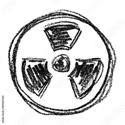 Hand drawn radiation sign Nuclear radiation hazard symbol Radioactive danger warning sign clipart in doodle style Nuclear safety Radioactive waste Single element for print, web, design, decor