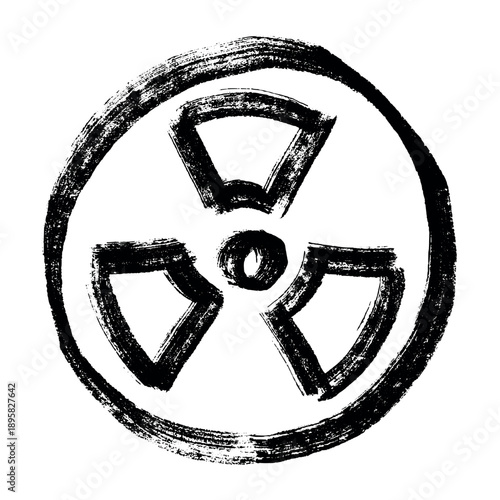 Hand drawn radiation sign Nuclear radiation hazard symbol Radioactive danger warning sign clipart in doodle style Nuclear safety Radioactive waste Single element for print, web, design, decor