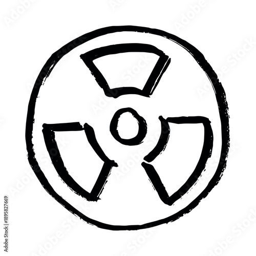 Hand drawn radiation sign Nuclear radiation hazard symbol Radioactive danger warning sign clipart in doodle style Nuclear safety Radioactive waste Single element for print, web, design, decor