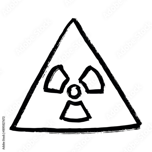 Hand drawn radiation sign Nuclear radiation hazard symbol Radioactive danger warning sign clipart in doodle style Nuclear safety Radioactive waste Single element for print, web, design, decor