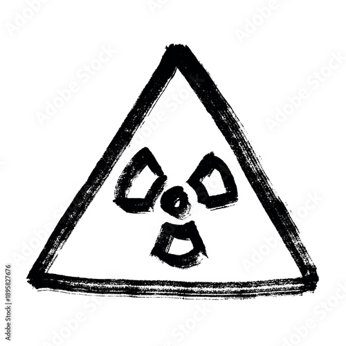 Hand drawn radiation sign Nuclear radiation hazard symbol Radioactive danger warning sign clipart in doodle style Nuclear safety Radioactive waste Single element for print, web, design, decor