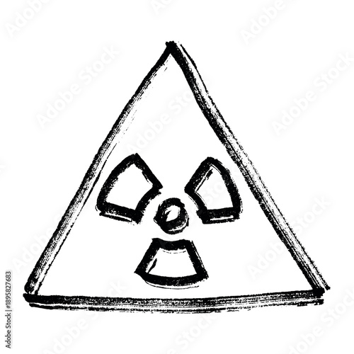Hand drawn radiation sign Nuclear radiation hazard symbol Radioactive danger warning sign clipart in doodle style Nuclear safety Radioactive waste Single element for print, web, design, decor