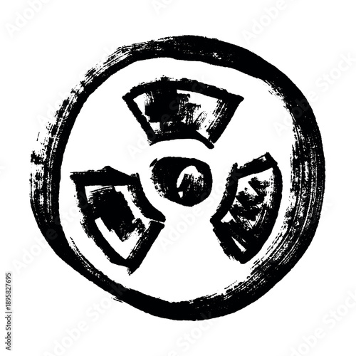 Hand drawn radiation sign Nuclear radiation hazard symbol Radioactive danger warning sign clipart in doodle style Nuclear safety Radioactive waste Single element for print, web, design, decor