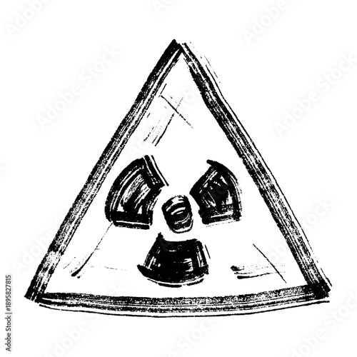 Hand drawn radiation sign Nuclear radiation hazard symbol Radioactive danger warning sign clipart in doodle style Nuclear safety Radioactive waste Single element for print, web, design, decor