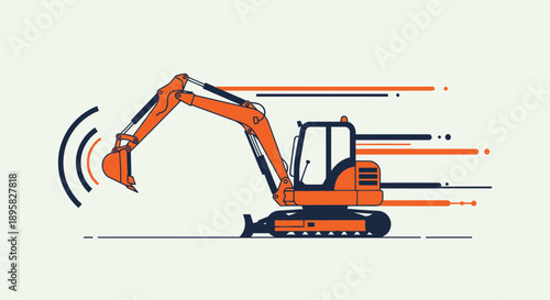 Dynamic Excavator Machine Graphic Abstract Construction Movement