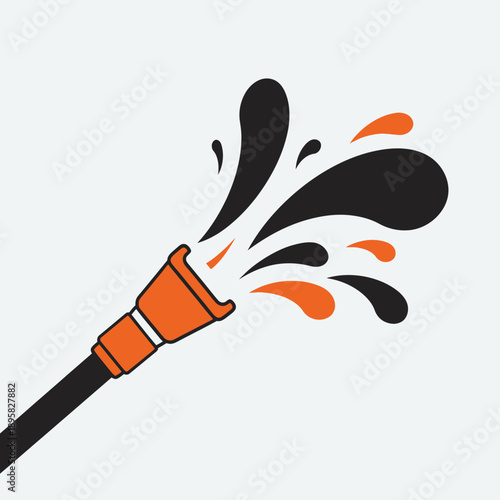 Dynamic Liquid Spray From Hose Icon Represents Action And Flow