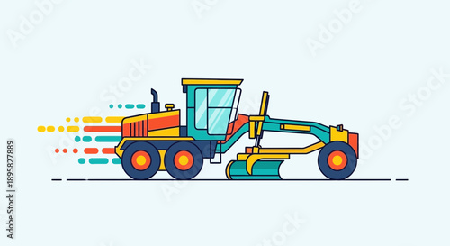 Dynamic Motor Grader Working Quickly on Site