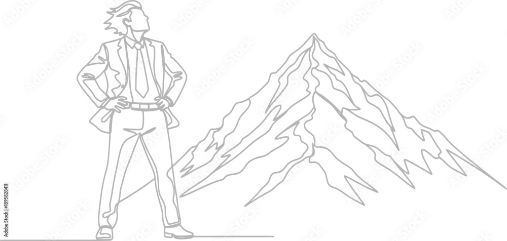 Fototapeta premium Confident man standing in front of mountain