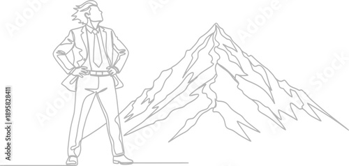 Confident man standing in front of mountain
