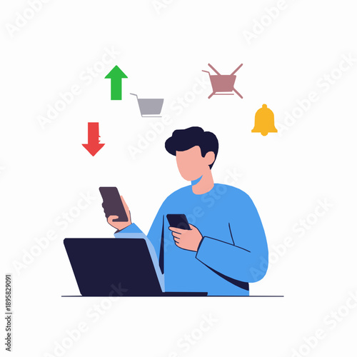  Cryptocurrency trading actions user vector illustration isolated on white background