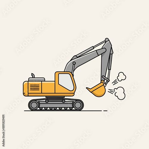 Excavator Machine Construction Industry Vehicle Digging Earth