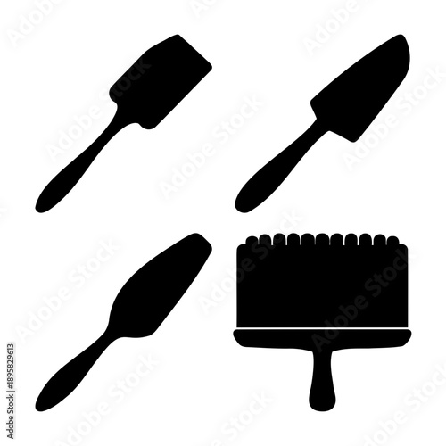 Collection of baking and kitchen utensils silhouette icons for culinary design