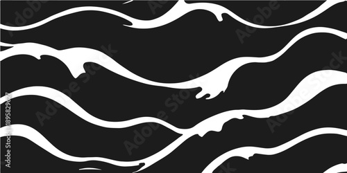 Seamless vector illustration of a black and white striped pattern featuring an artful nature drawing of fish and cats swimming in a stylized sea

Would you like me to generate a similar descriptive st