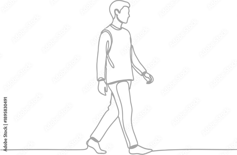 Obraz premium Man walking alone on white background