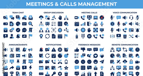Meetings and Calls Management UI Icons for Team Communication