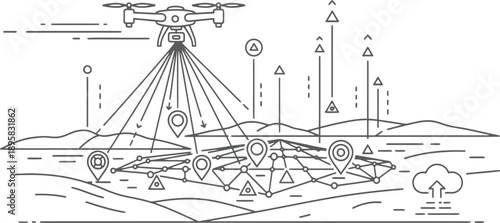 Drone surveillance system monitoring landscape