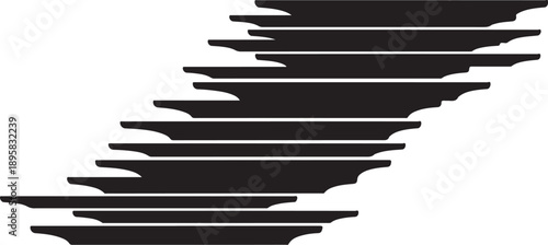 Abstract black shapes on white background graphic design element