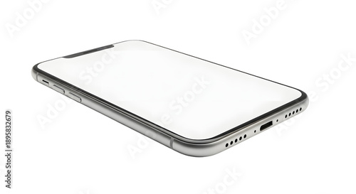 PNG image of Silver Smartphone Mockup with Blank White Screen on Transparent Background use for app promotion or mobile advertising mockups.