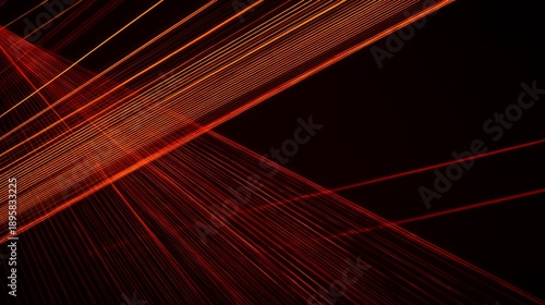 Deep space blue/black background, paired with fiery orange, rose red linear l...