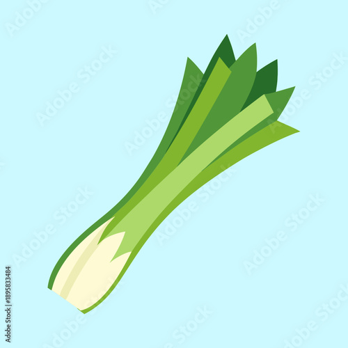 Stylized leek illustration on a light blue background offers a fresh perspective