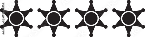 Western sheriff star badges set black silhouette law enforcement symbol icons