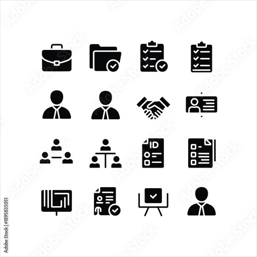 Business Management and Office Solid Icon Set